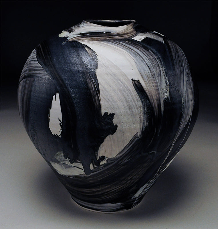 Wide Black and White Vessel